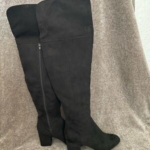 LOFT Black Over the Knee Boots with Side Zipper